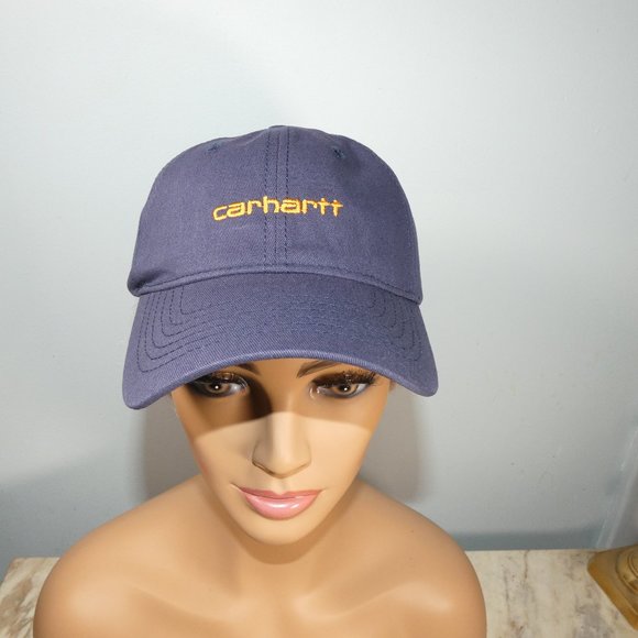 Carhartt Adjustable Baseball Hat Cap - Blue with Yellow Gold Stitchi… - Picture 8 of 8